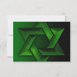 Bar Mitzvah Black and Green Star of David RSVP