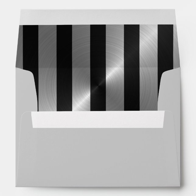 Bar Mitzvah Black and Silver Stripe Star of David Envelopes (Back (Bottom))