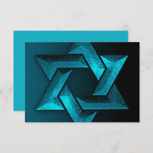 Bar Mitzvah Black and Teal Star of David RSVP