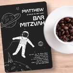 Bar Mitzvah Black and White Modern Astronaut Invitation<br><div class="desc">Design is composed of outer space elements such as astronaut,  stars and planets

Available here: 
http://www.zazzle.com/store/selectpartysupplies</div>
