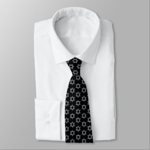 Bar Mitzvah Black Faux Silver Boy Star of David   Tie