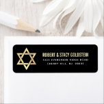 Bar Mitzvah Black Gold Bold Simple Return Address<br><div class="desc">Be proud, rejoice and celebrate this milestone of your favourite Bar Mitzvah whenever you use this sophisticated, personalized return address label! Bold, white and faux gold sans serif typography and a faux gold Star of David overlay a sophisticated, dramatic black background. Personalize the custom text with your name and address....</div>