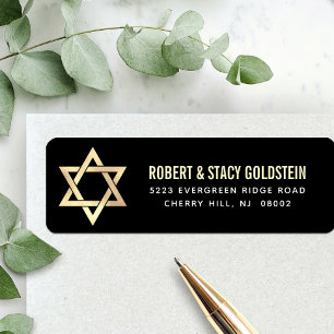 Bar Mitzvah Black Gold Bold Simple Return Address