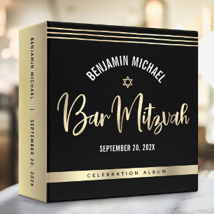 Bar Mitzvah Black Gold Foil Tallit Script Modern Binder