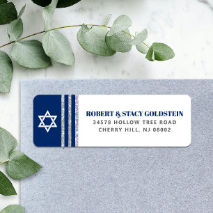 Bar Mitzvah Bleu Nuit Tallit Argent Adresse de Ret