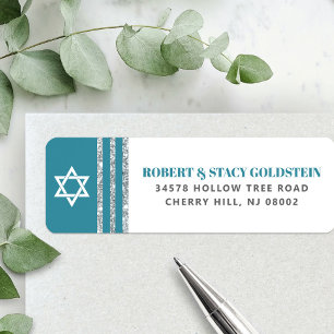 Bar Mitzvah Bleu Turquoise Argenté Tallit Adresse