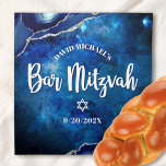 Bar Mitzvah Blue Agate Watercolor Challah Cover Napkin<br><div class="desc">Here’s a great addition to your Bar Mitzvah festivity. Celebrate with this cool, unique, modern, personalized challah cover cloth napkin to add to his special day. White script typography and Star of David overlay a deep blue galaxy watercolor background with navy blue agate accented with faux silver veins. Personalize the...</div>