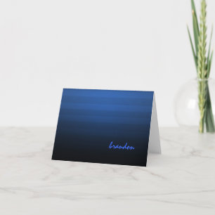 Bar Mitzvah Blue and Black Horizontal Stripe Note Card