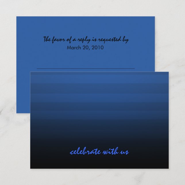 Bar Mitzvah Blue and Black Horizontal Stripe RSVP Card (Front/Back)