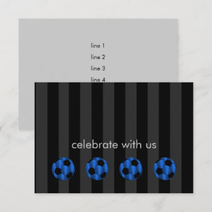 Bar Mitzvah Blue and Black Soccer Ball Invitation