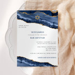 Bar Mitzvah, Blue and Gold Agate Border Invitation<br><div class="desc">This modern design features a beautiful blue and gold agate border and your custom text on the front and back if needed.  Use the template form to add your text.  The advanced editing menus,  accessed by choosing "customize further",  will allow you to change the fonts,  colours and layout.</div>