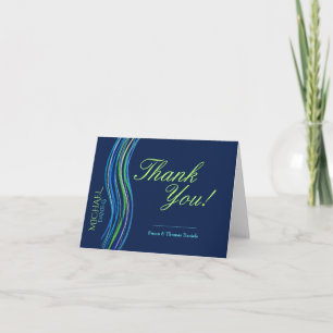 Bar Mitzvah Blue and Green Prayer Shawl Thank You Card
