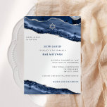 Bar Mitzvah Blue and Silver Agate Border Modern Invitation<br><div class="desc">This modern design features a beautiful blue and silver glittery agate border and your custom text on the front and back if needed.  Use the template form to add your text.  The advanced editing menus,  accessed by choosing "customize further",  will allow you to change the fonts,  colours and layout.</div>