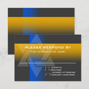 Bar Mitzvah Blue and Yellow on Any Colour RSVP Card