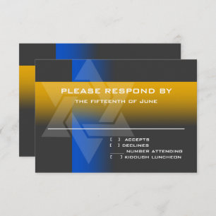 Bar Mitzvah Blue and Yellow on Any Colour RSVP Card
