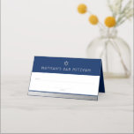 Bar Mitzvah Blue Silver Modern Folded Place Card<br><div class="desc">Modern Navy Blue and Silver Bar Mitzvah Folded Tent Place Card that stands up on its own features an elegant and simple faux silver stripe border and blue and white design with modern personalized text and Star of David.</div>