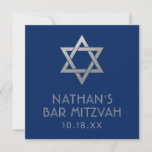 Bar Mitzvah Blue Silver Star of David Mini Sign<br><div class="desc">Small square sign for an elegant modern blue and silver classic bar mitzvah with custom name,  date and Star of David design. The bat mitzvah sing is stylish and classy for a small welcome sign,  gift table decor,  gift box label,  or other bar and bat mitzvah party decor projects.</div>