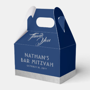 Bar Mitzvah Blue & Silver Thank You Favor Box