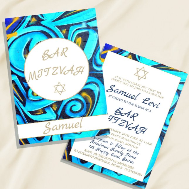 Bar Mitzvah Blue Star de David Invitation juive (Créateur téléchargé)