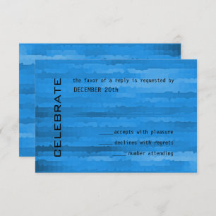 Bar Mitzvah Blue Techno Streaks RSVP Card