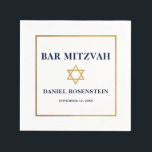 Bar Mitzvah Blue White Gold Napkin<br><div class="desc">Bar Mitzvah Blue White Gold Frame Paper Napkin</div>