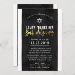 BAR MITZVAH bold black watercolor gold script Invitation<br><div class="desc">by kat massard >>> kat@simplysweetPAPERIE.com <<< A trendy invitation design for your child's BAR MITZVAH Setup as a template it is simple for you to add your own details, or hit the customise button and you can add or change text, fonts, sizes etc TIP :: 1. To change/move graphics /...</div>