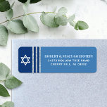 Bar Mitzvah Bold Blue Silver Tallit Return Address<br><div class="desc">Be proud, rejoice and celebrate this milestone of your favourite Bar Mitzvah whenever you use this cool, unique, modern, personalized return address label! Bold, light blue and white typography, a white Star of David and a navy blue and silver glitter striped tallit inspired graphic overlay a simple, cornflower blue background....</div>