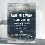 Bar Mitzvah Bold Modern Silver Foil Charcoal Grey  Invitation<br><div class="desc">Be proud, rejoice and showcase this milestone of your favourite Bar Mitzvah! Send out this cool, unique, modern, personalized invitation for an event to remember. Metallic silver foil brush strokes and Star of David, along with bold, white typography, overlay a rich, dark charcoal grey blue ombre paint background. Personalize the...</div>
