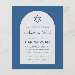 Bar Mitzvah Budget Classic Blue Arch  Invitation