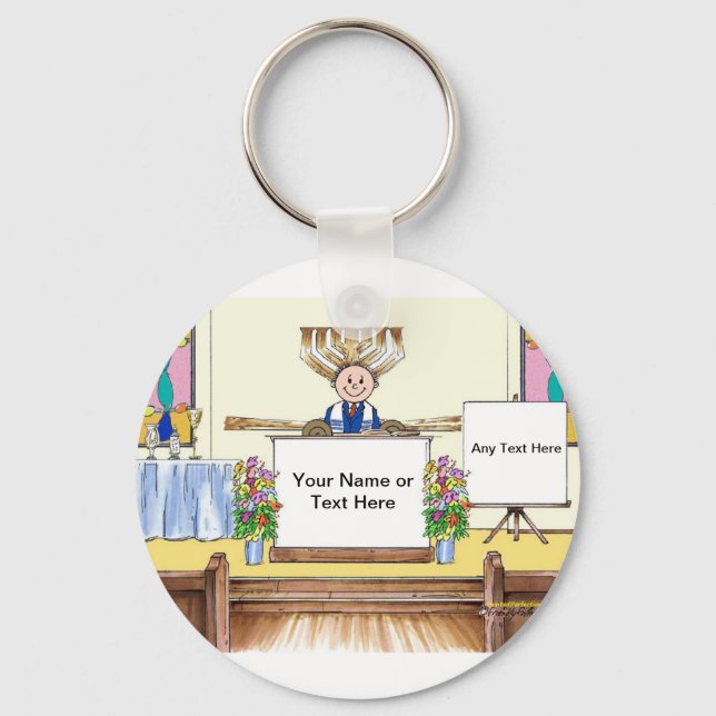 Bar Mitzvah Cartoon by PrintedPerfection.com Keychain (Front)