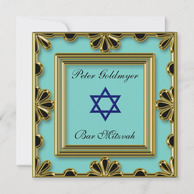 Bar Mitzvah Cérémonie bleue Invitation (Dos)