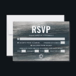Bar Mitzvah Charcoal Grey Silver Foil Modern Bold RSVP Card<br><div class="desc">Be proud, rejoice and celebrate this milestone of your favourite Bar Mitzvah with this cool, unique, modern, personalized RSVP insert card for your event! Metallic silver foil brush strokes and Star of David, along with bold, white typography, overlay a rich, dark charcoal grey blue ombre paint background. Personalize the custom...</div>