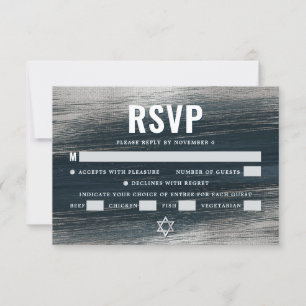Bar Mitzvah Charcoal Grey Silver Foil Modern Bold RSVP Card