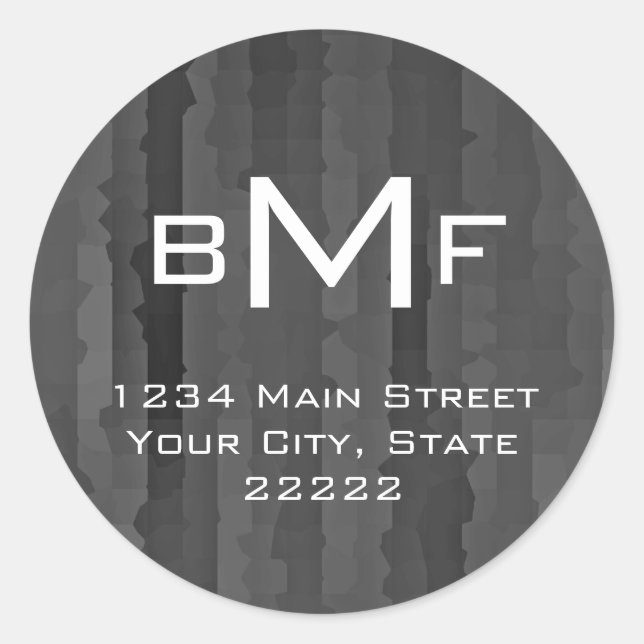 Bar Mitzvah Charcoal Grey Techno Streaks Classic Round Sticker (Front)