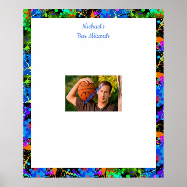 Bar Mitzvah, Custom, Photo Sign in Board (Front)