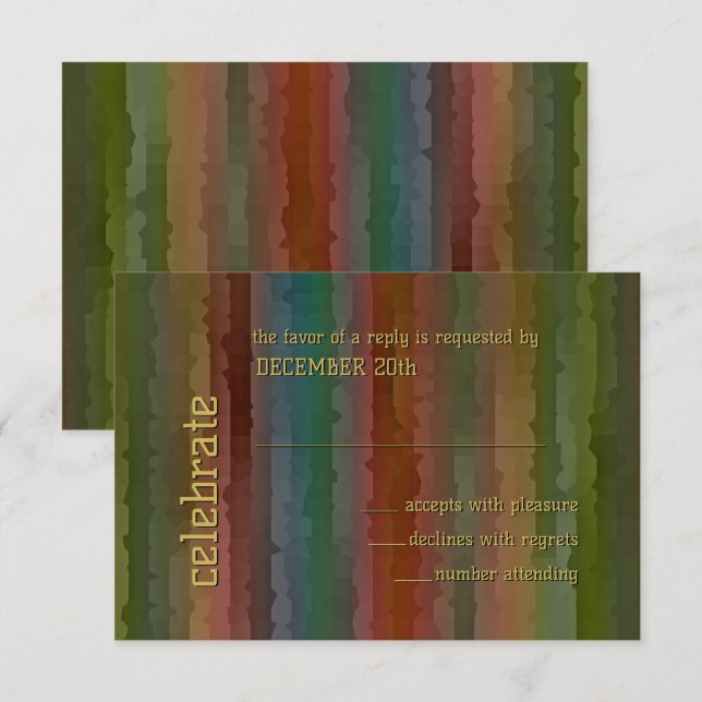 Bar Mitzvah Earth Tone Streaks RSVP Invitation (Front/Back)