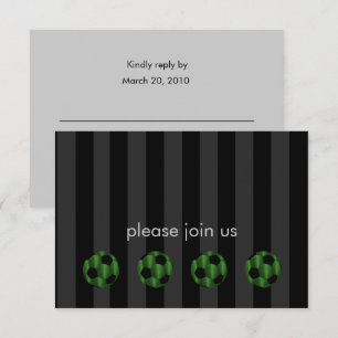 Bar Mitzvah Emerald Green and Black Soccer Ball Invitation