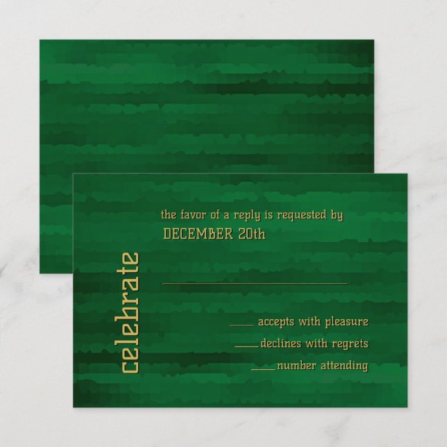 Bar Mitzvah Emerald Green Techno Streaks RSVP Invitation (Front/Back)