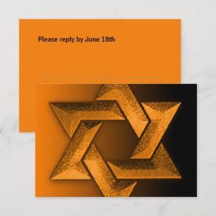 Bar Mitzvah Étoile noire et orange de David RSVP