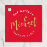 BAR MITZVAH favour modern red gold calligraphy Favour Tags<br><div class="desc">by kat massard
Favour Tag for your child's Bar / Bat Mitzvah - for gifting at the reception</div>
