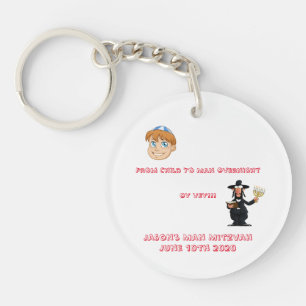 Bar Mitzvah "from boy to man" key chain-humourous  Keychain