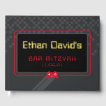 BAR MITZVAH gamer cool trendy red black Guest Book<br><div class="desc">by kat massard >>> WWW.SIMPLYSWEETPAPERIE.COM <<< - - - - - - - - - - - - - - - - A super cool GAMER THEMED welcome sign for your event. Setup as a template it is simple for you to add your own details, or hit the customize button...</div>