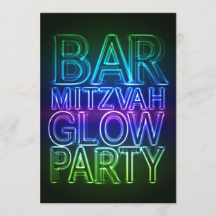 Bar Mitzvah GLOW PARTY Invitation d'anniversaire