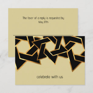 Bar Mitzvah Gold and Black Star of David RSVP Card