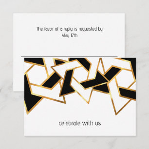 Bar Mitzvah Gold Black White Star of David Invitation