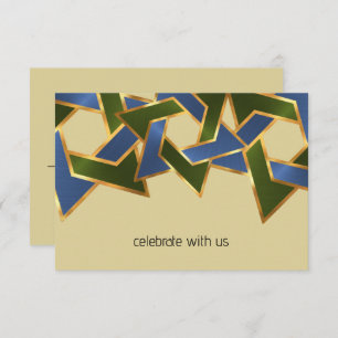 Bar Mitzvah Gold Blue Green Star of David Invitation