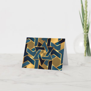 Bar Mitzvah Gold Navy Blue Star of David Thank You Card