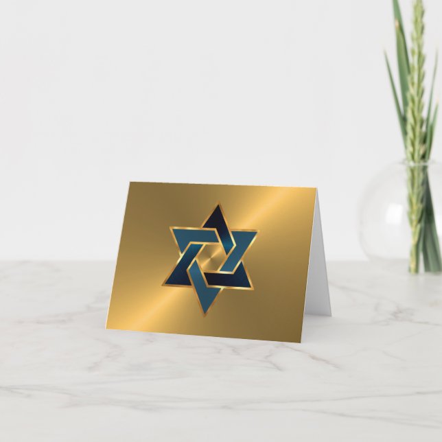 Bar Mitzvah Gold Navy étoile bleue de David (Devant)
