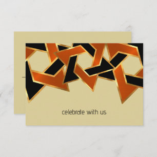 Bar Mitzvah Gold Orange Black Star of David Invitation