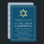 BAR MITZVAH gold star simple modern blue white Invitation<br><div class="desc">by kat massard >>> https://linktr.ee/simplysweetpaperie <<< A modern, simply classy invitation design for your child's BAR, Bat or B'NAI MITZVAH TIP :: 1. To change/move graphics & fonts and add more text - hit the "customise it" button. - - - - - - - - - - - - -...</div>